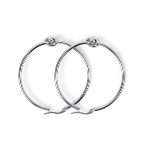 Knot Central Hoop Earrings - Silver
