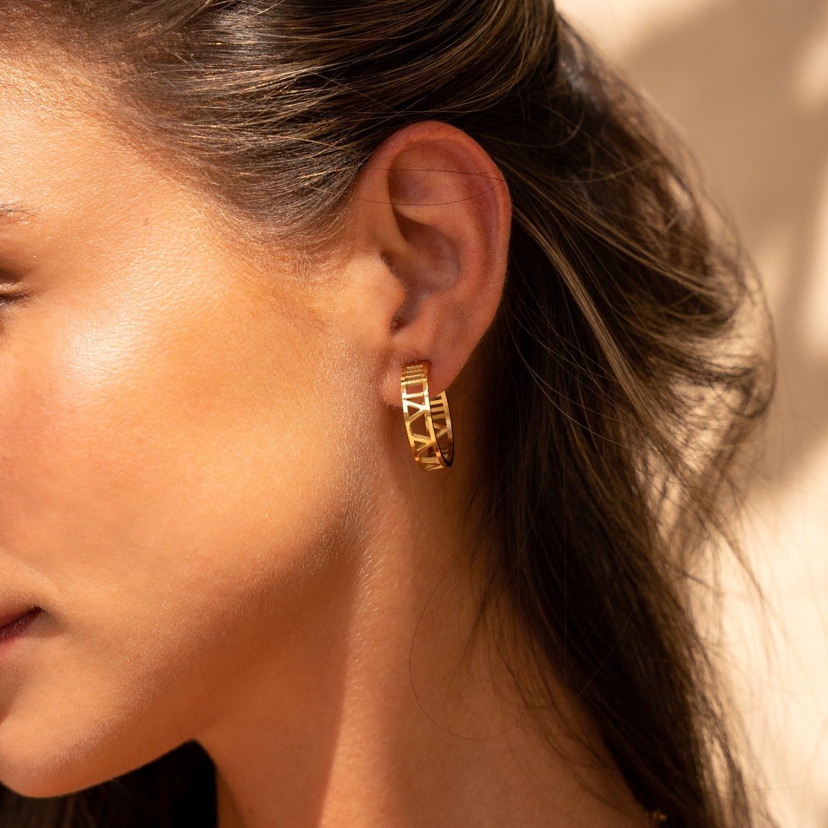 Number Hoop Earrings - Gold