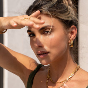 Number Hoop Earrings - Gold
