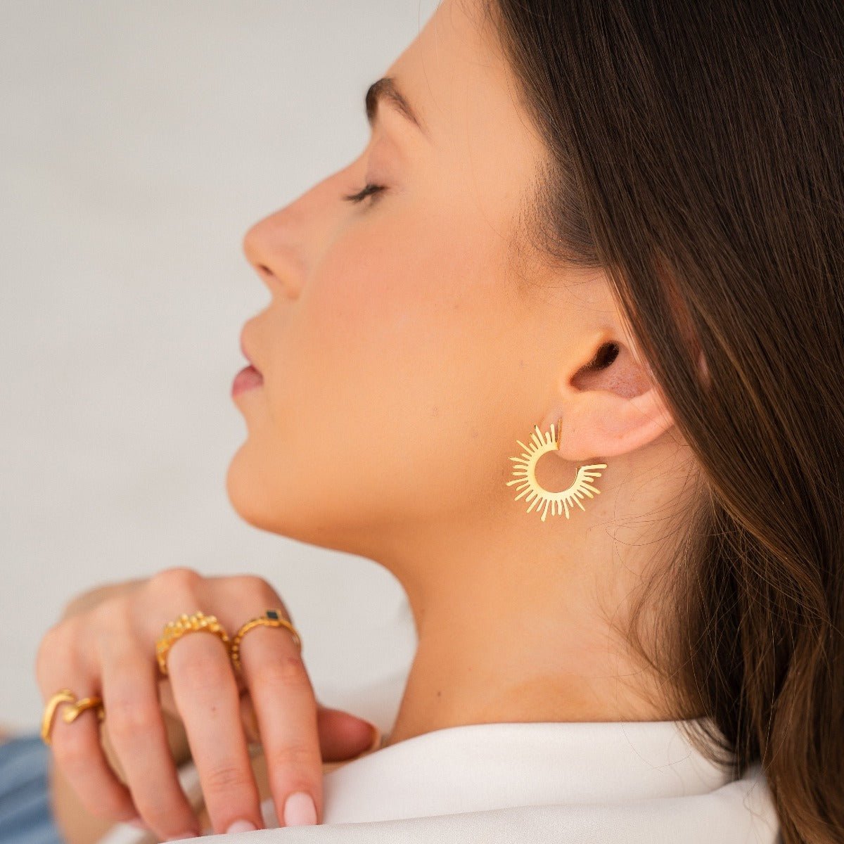 Spike Hoop Earrings - Gold