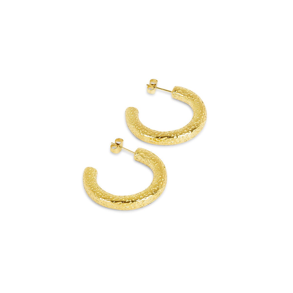 Textured Hoop Earrings - Gold