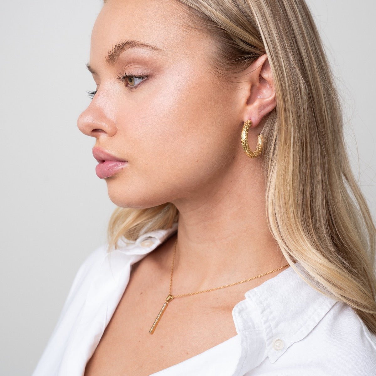 Textured Hoop Earrings - Gold
