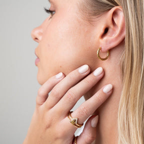 Textured Hoop Earrings - Gold