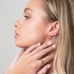 Textured Hoop Earrings - Gold