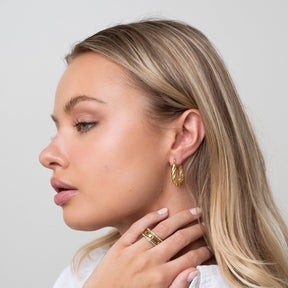 Twisted Hoop Earrings - Gold