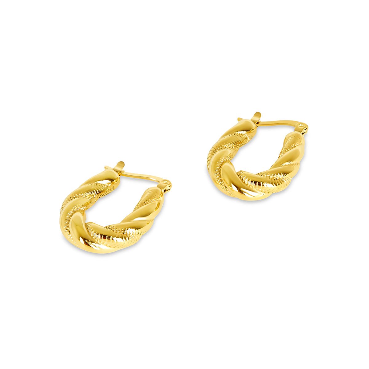Twisted Hoop Earrings - Gold