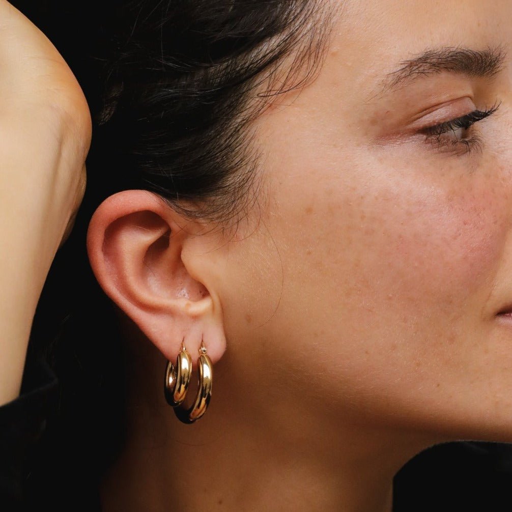 Lele G Tube Hoop Earrings - Gold