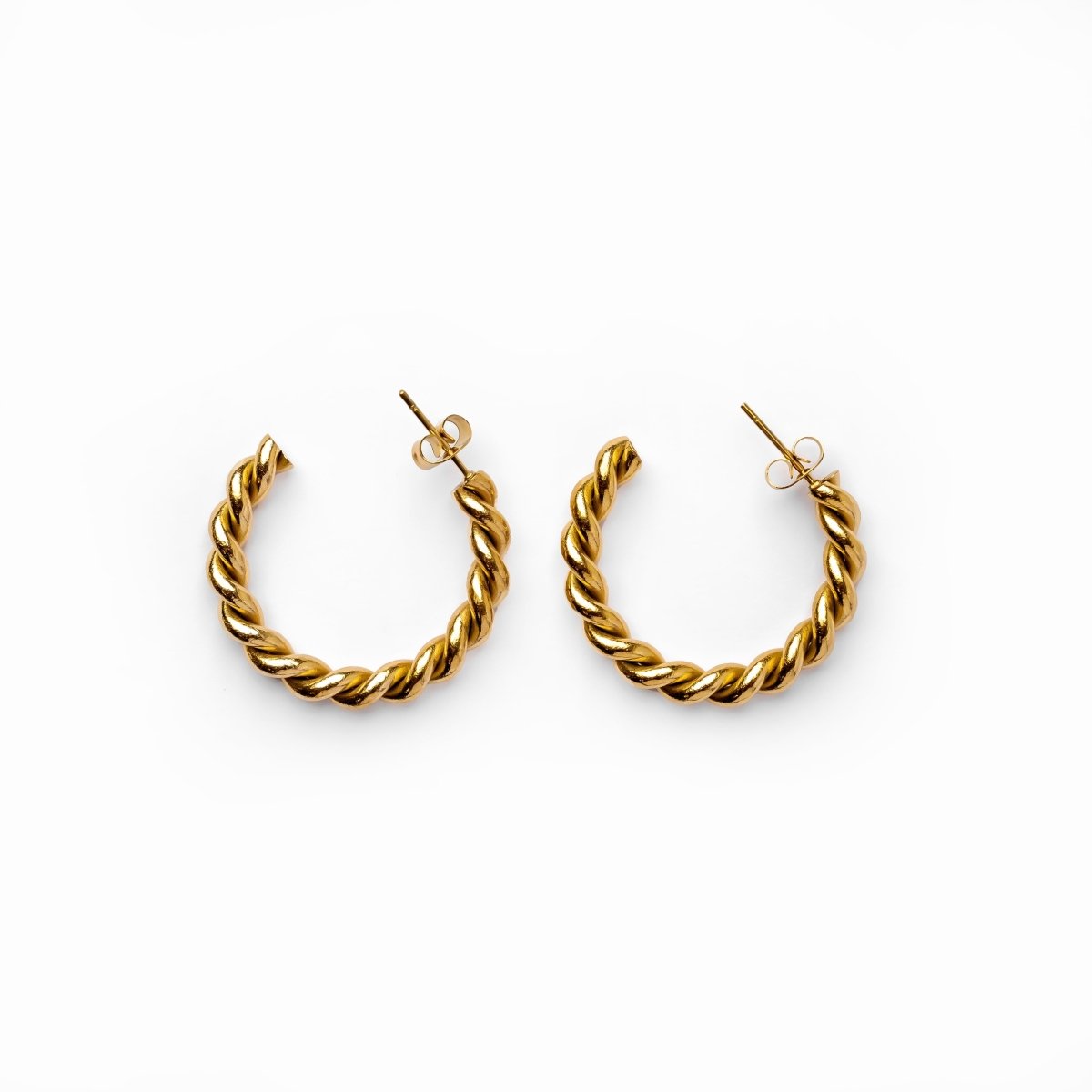 Twisted Hoop Earrings - Gold