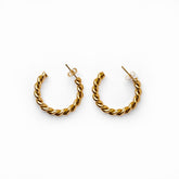 Twisted Hoop Earrings - Gold