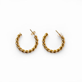 Twisted Hoop Earrings - Gold
