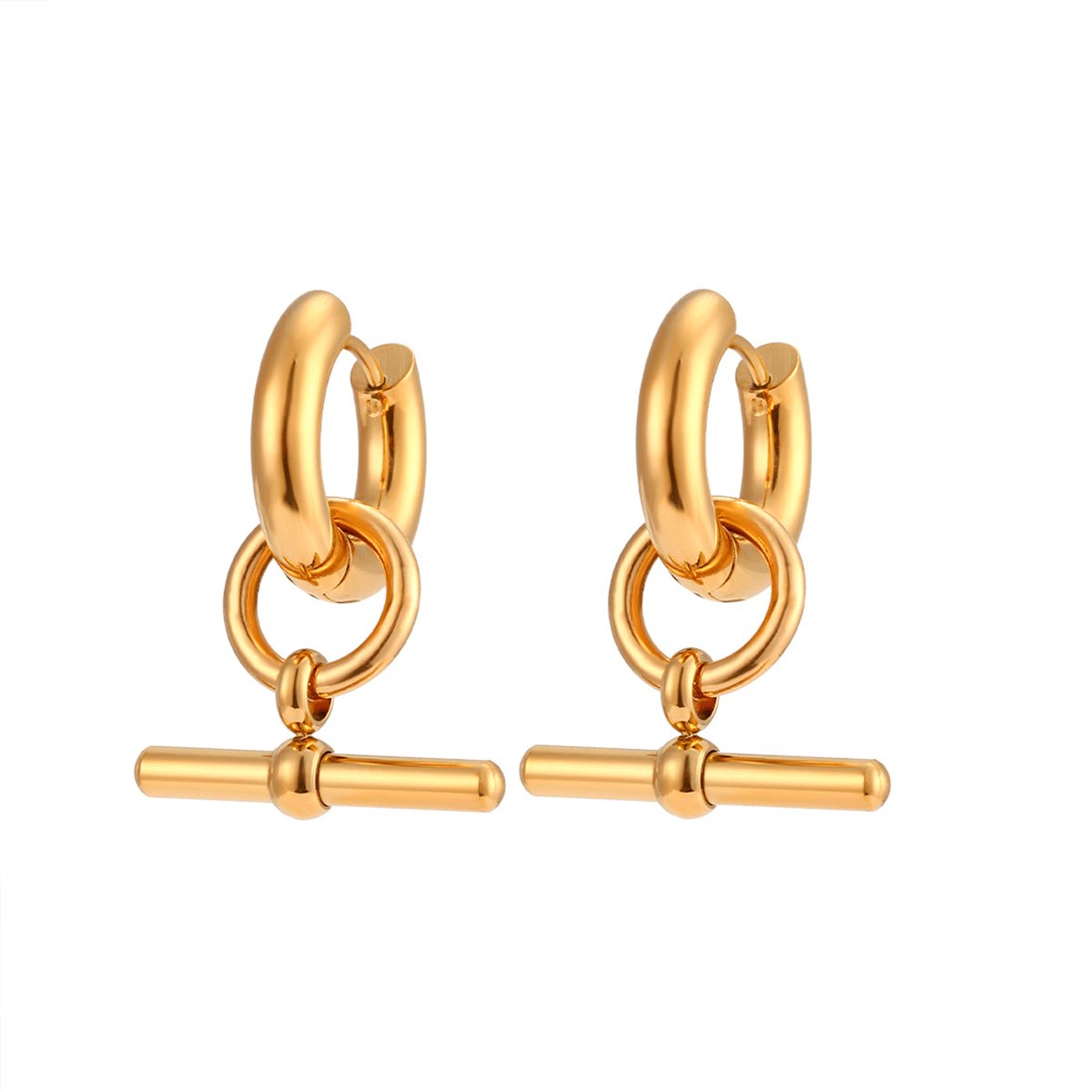T-Bar Hoop Earrings - Gold
