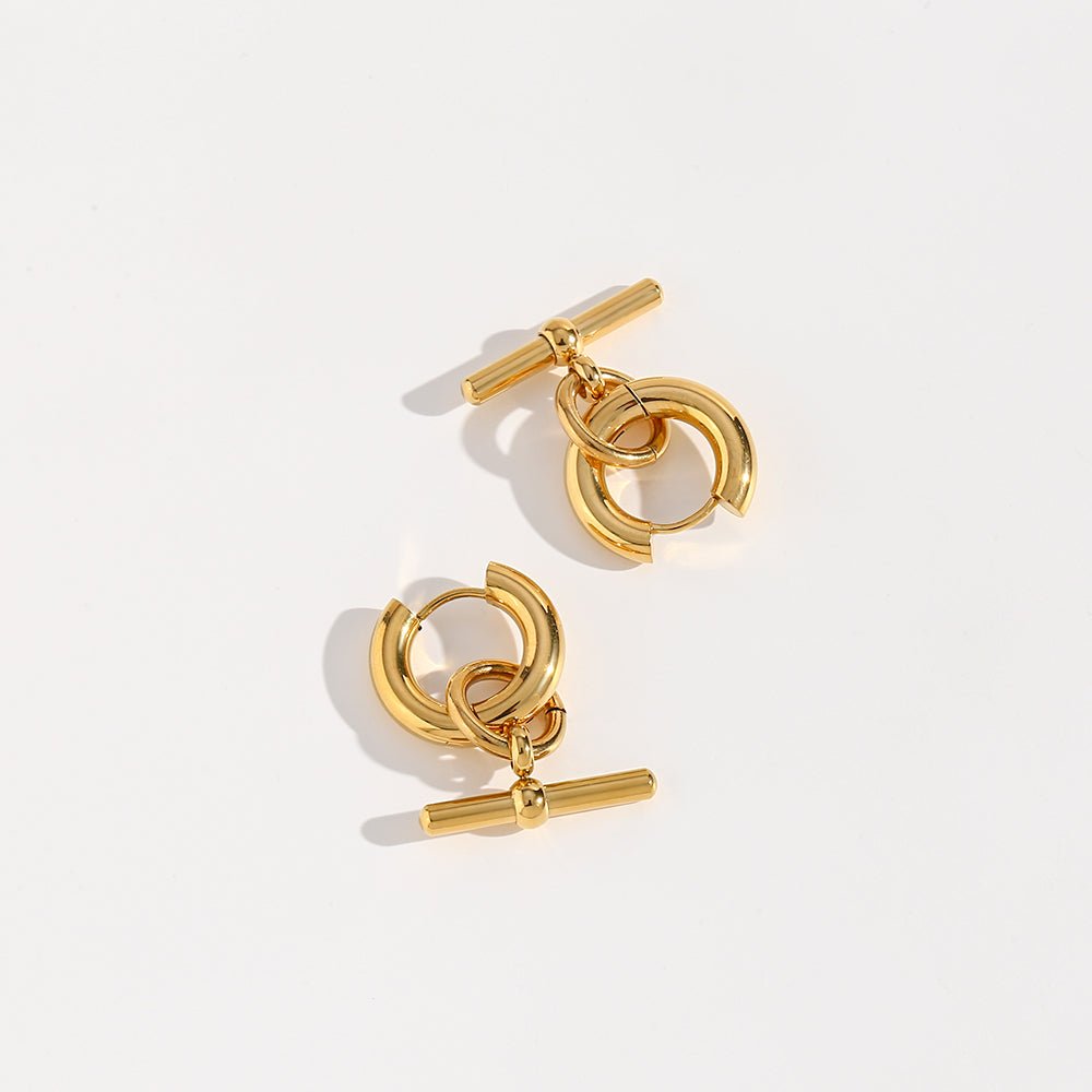 T-Bar Hoop Earrings - Gold