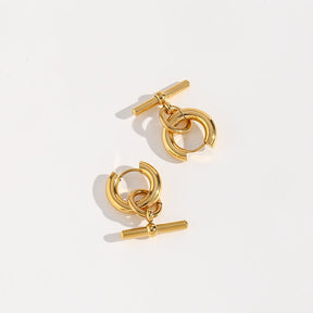 T-Bar Hoop Earrings - Gold