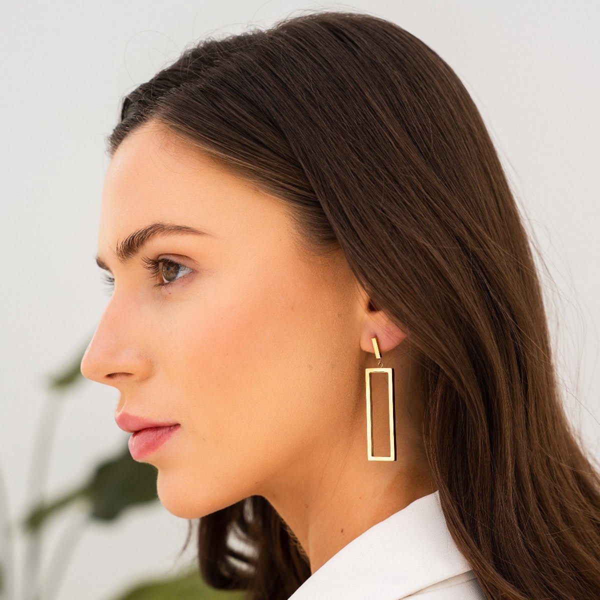 Diana Geometric Rectangular Earring - Gold