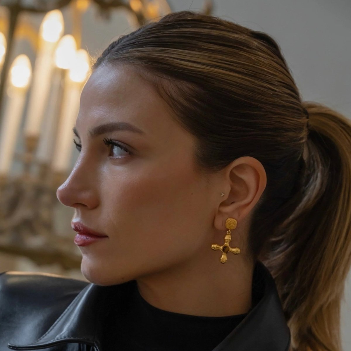 Tiger Eye Earring - Gold