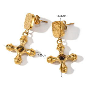 Tiger Eye Earring - Gold