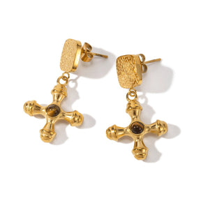 Tiger Eye Earring - Gold