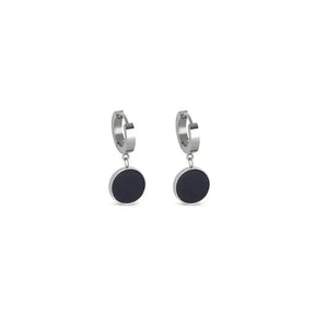 Black Pendant Earring - Silver