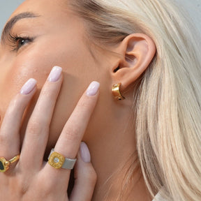 Square Charm Earring - Gold