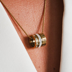 Triple Circle Roman Numeral Necklace