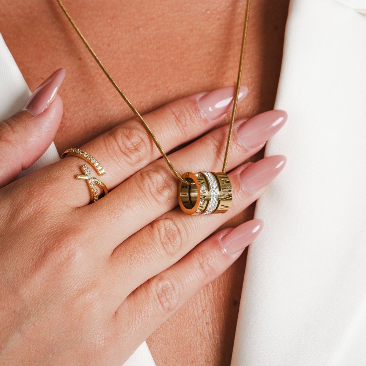 Triple Circle Roman Numeral Necklace