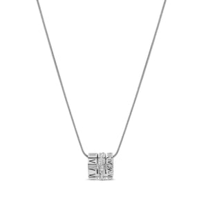 Triple Ring Roman Numeral Necklace - Silver