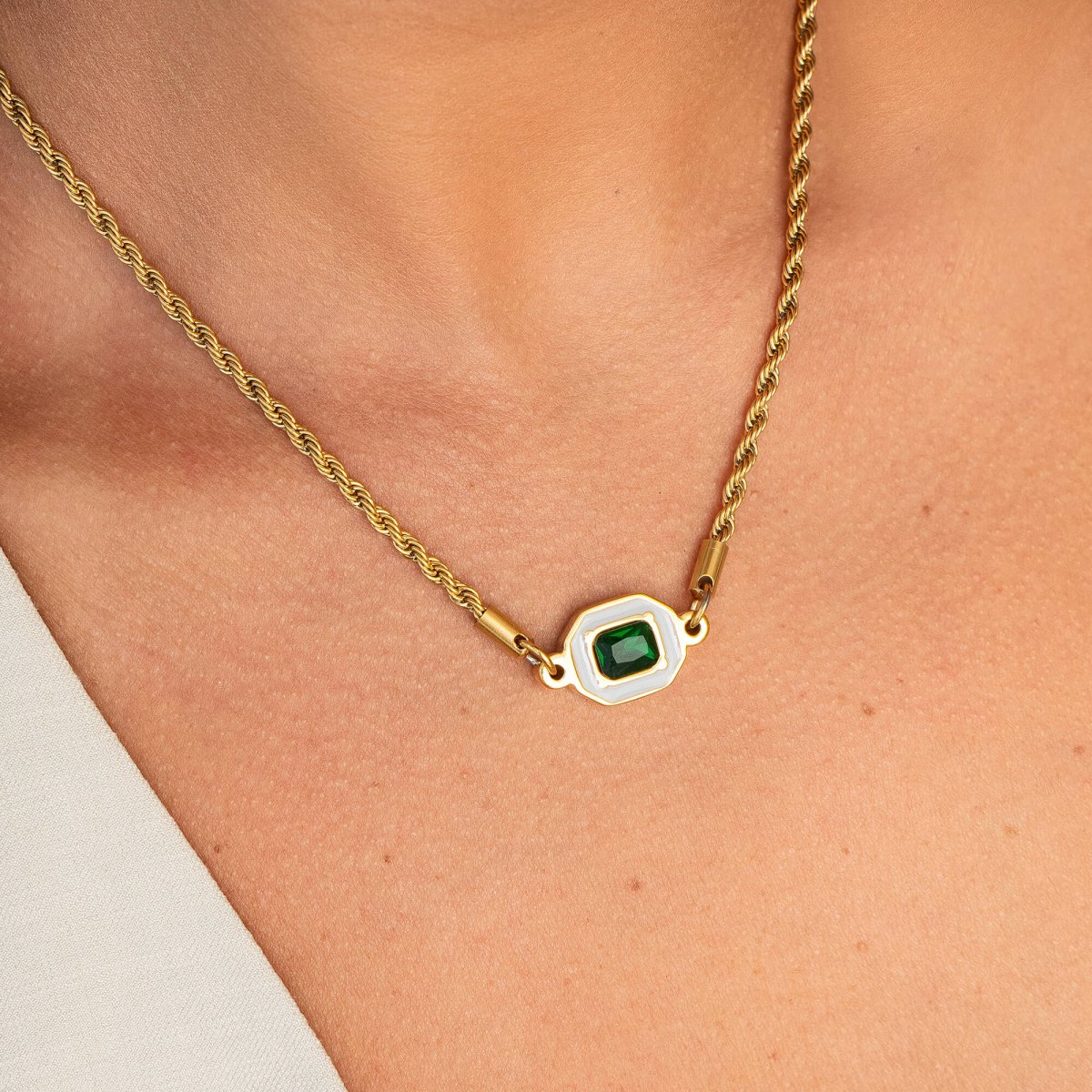 Emerald Aura Necklace - Gold