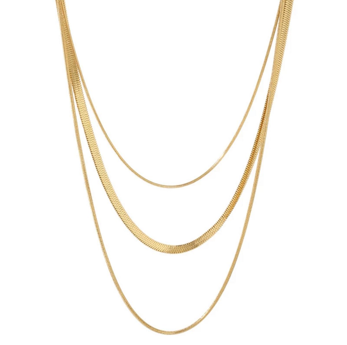 Celina Trio-Layered Mesh Necklace - Gold