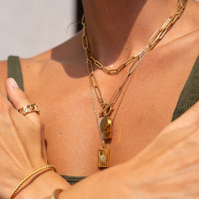 Geometric Plain Pendant Chain Necklace - Gold