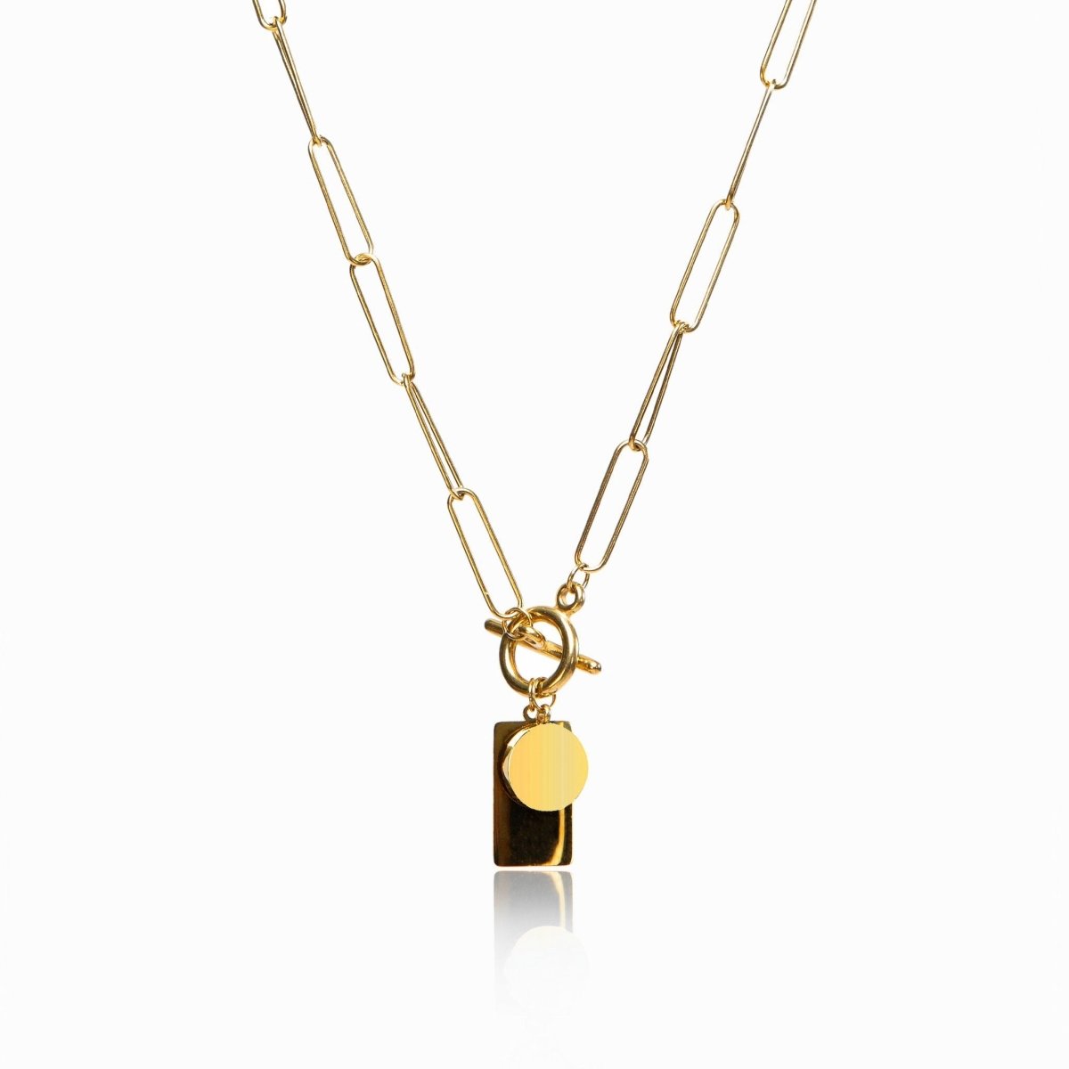 Geometric Plain Pendant Chain Necklace - Gold