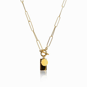 Geometric Plain Pendant Chain Necklace - Gold