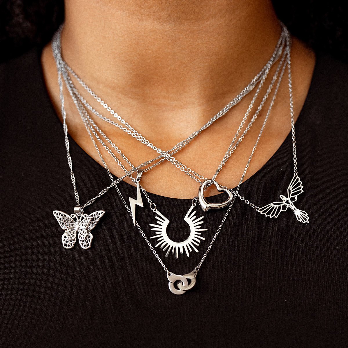 Electric Energy Pendant Necklace - Silver