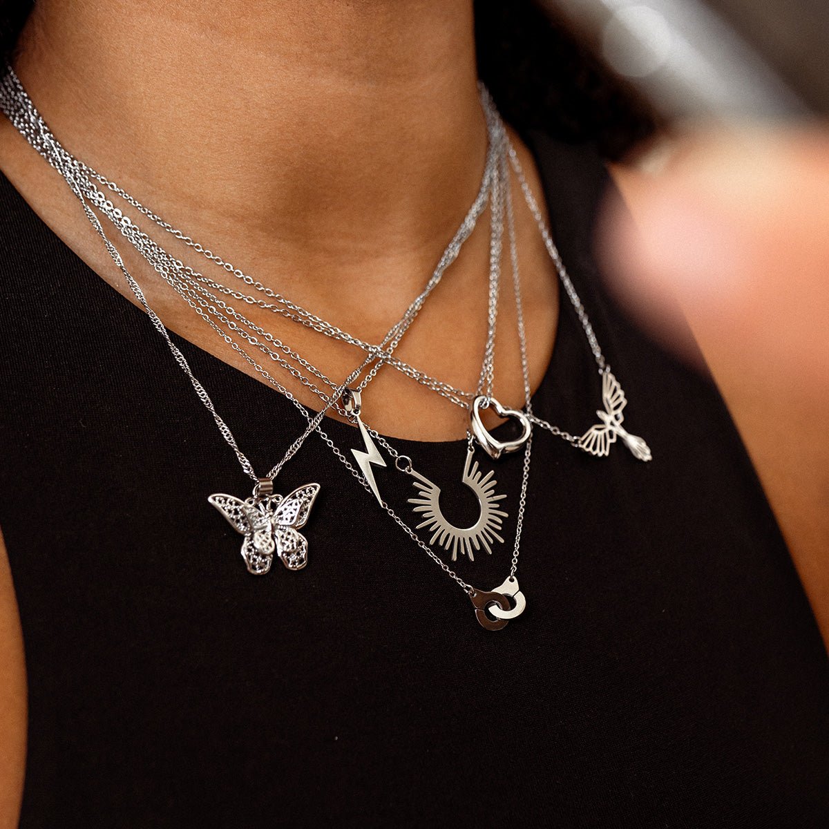Electric Energy Pendant Necklace - Silver