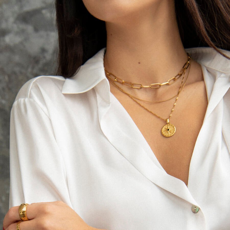 Pink Star Arrow of the Winds Necklace - Gold