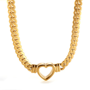 Minimalist Heart Choker Necklace - Gold