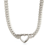 Minimalist Heart Choker Necklace - Silver