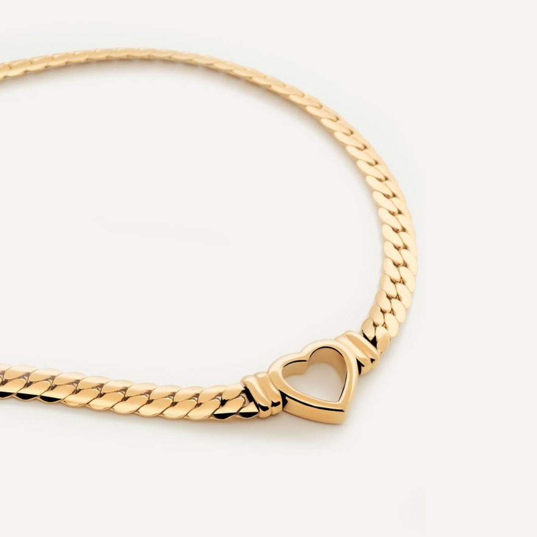 Minimalist Heart Choker Necklace - Gold