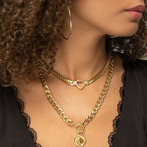 Minimalist Heart Choker Necklace - Gold