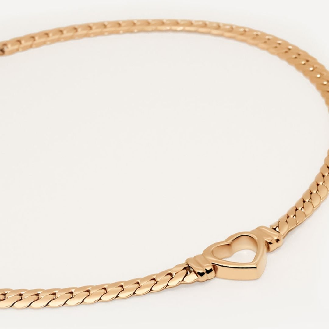 Minimalist Heart Choker Necklace - Gold