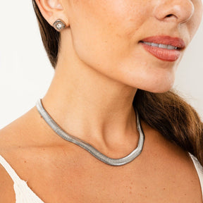 Gaia Mesh Choker Necklace - Silver