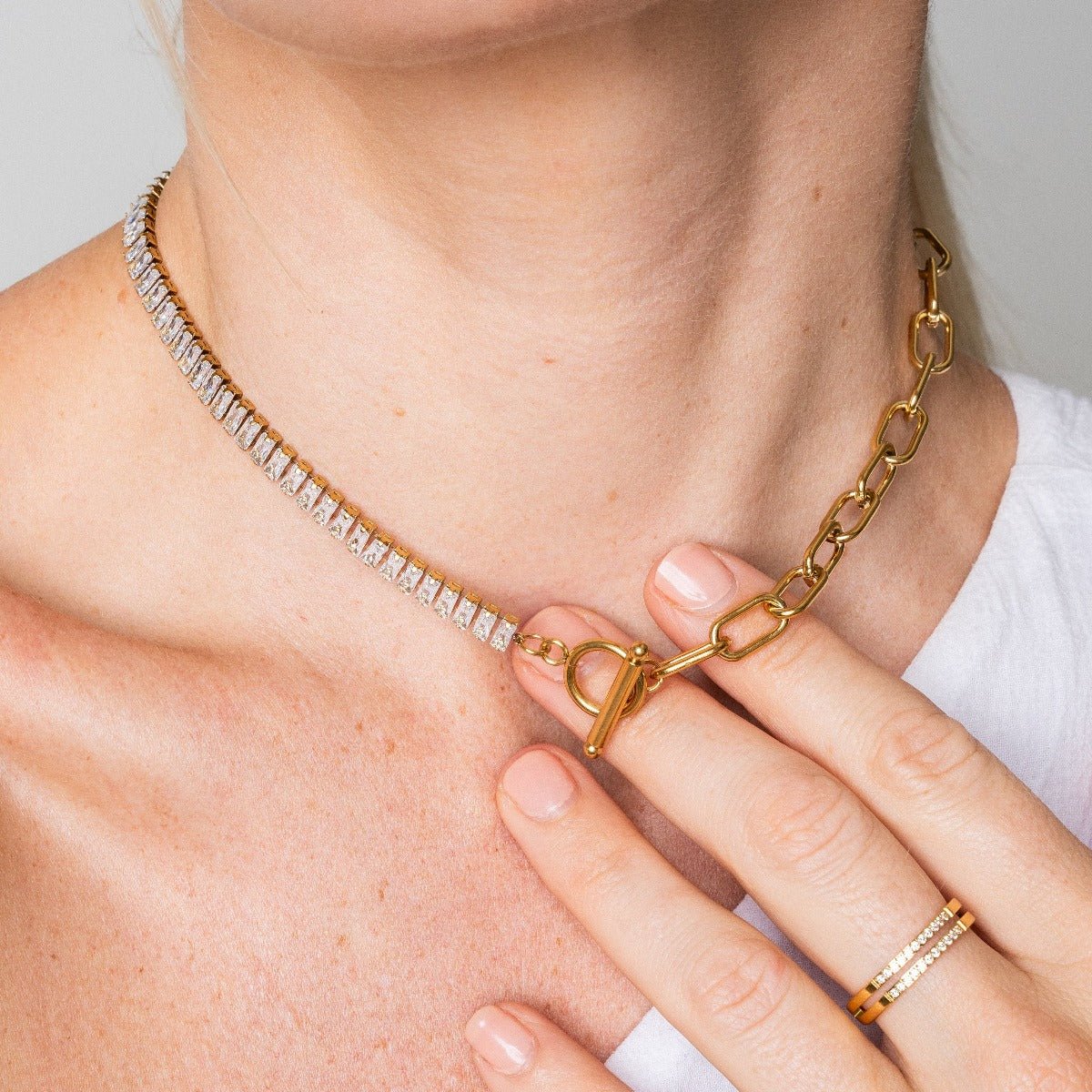 Riviera Baguette Choker Necklace - Gold