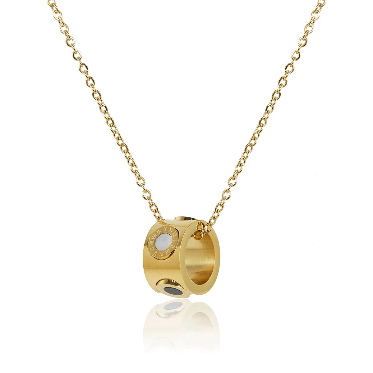 Roman Numeral Rotating Necklace - Gold