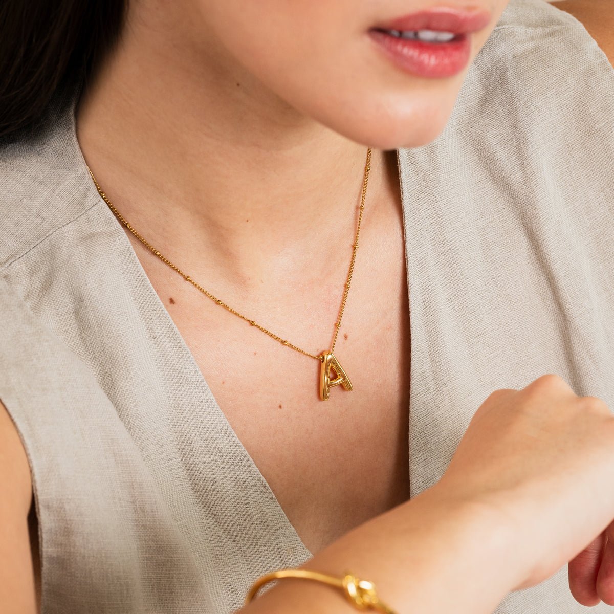 Bold Initial Necklace - Gold