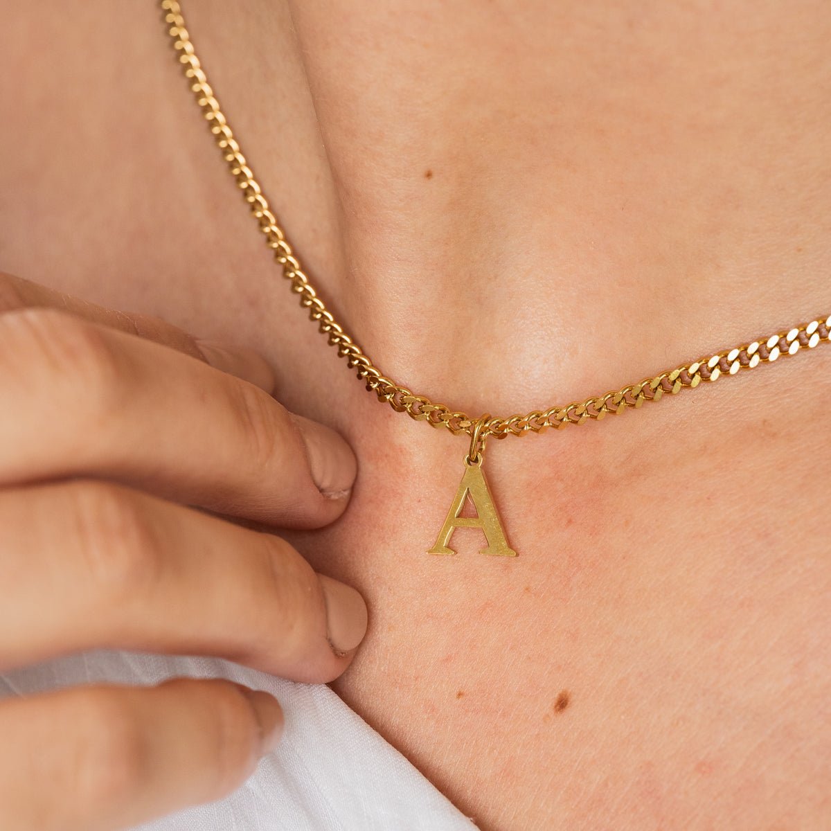Initial Letter Chain Necklace - Gold