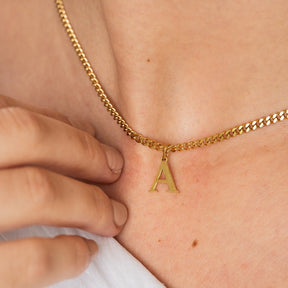 Initial Letter Chain Necklace - Gold