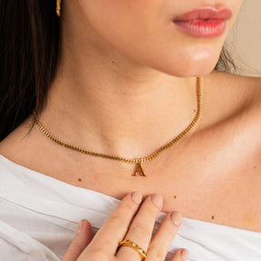 Initial Letter Chain Necklace - Gold