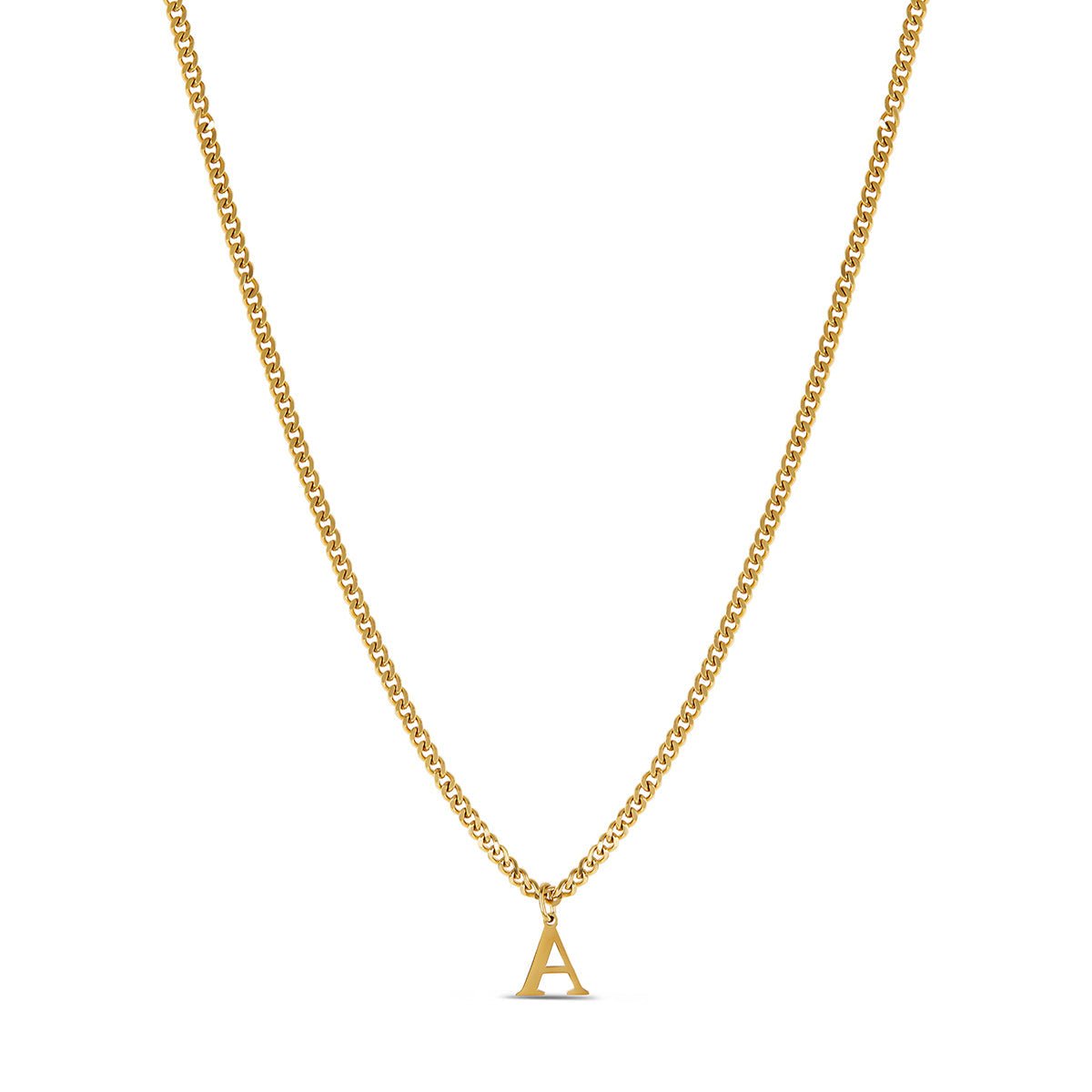 Initial Letter Chain Necklace - Gold