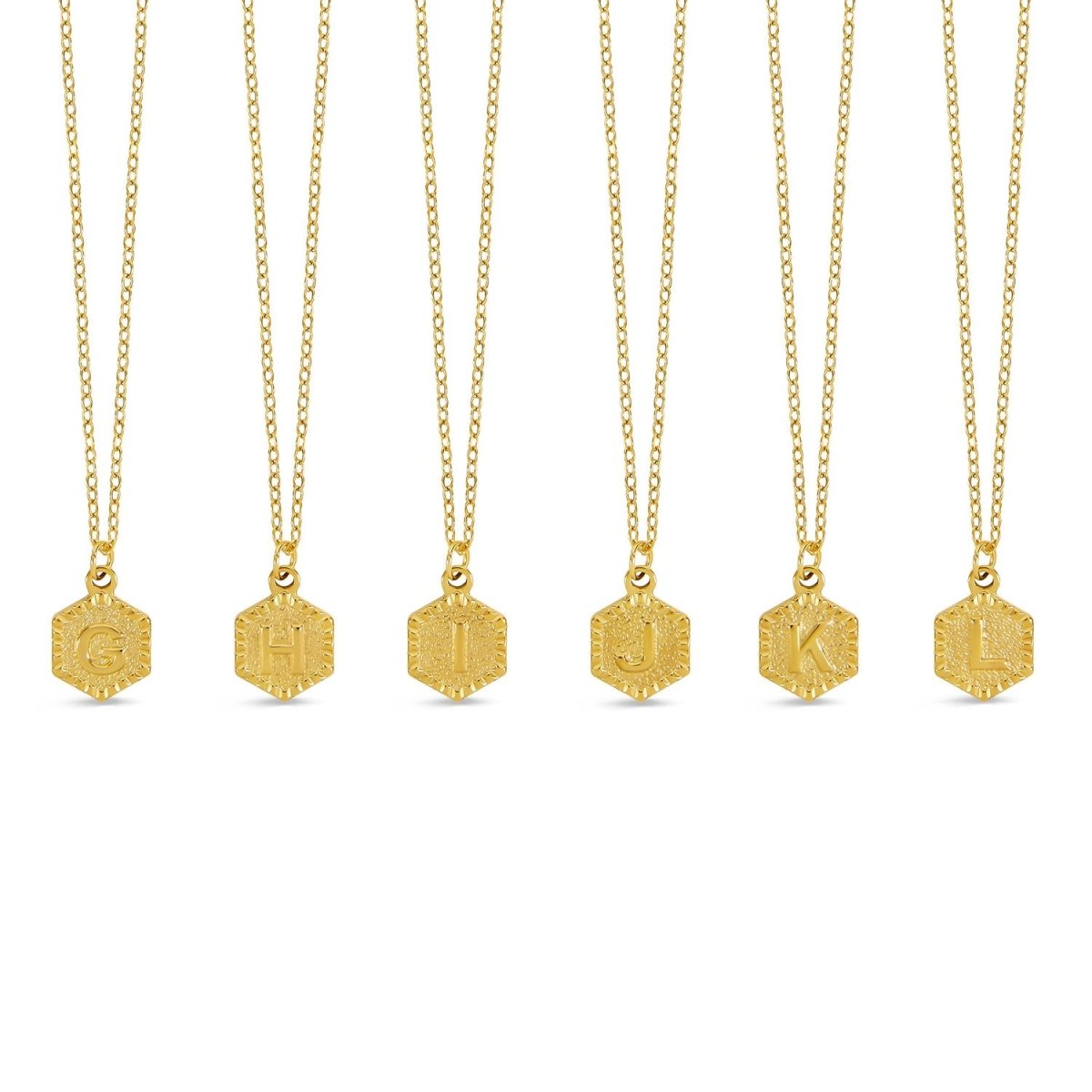 Hex Initial Letter Necklace - Gold
