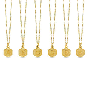 Hex Initial Letter Necklace - Gold