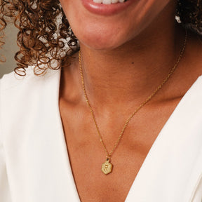 Hex Initial Letter Necklace - Gold